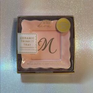NIB-Pink Ceramic Trinket Tray-“M”